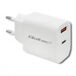 Omrežni polnilec 18W USB-C PD in QC 3.0 Bel