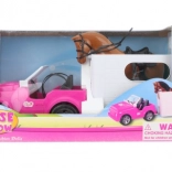 Avto za punčke s prikolico in konjem