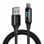 Kabel USB na USB-C s prikazovalnikom Mcdodo, 66W, 6A, 1,2 m črna