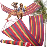 Vrtna viseča mreža z lesenimi razporami 200 × 80 cm, črtasta