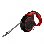 Dogness avtomatski povodec 5 m z LED svetilko in etuiem za vrečke – rdeč